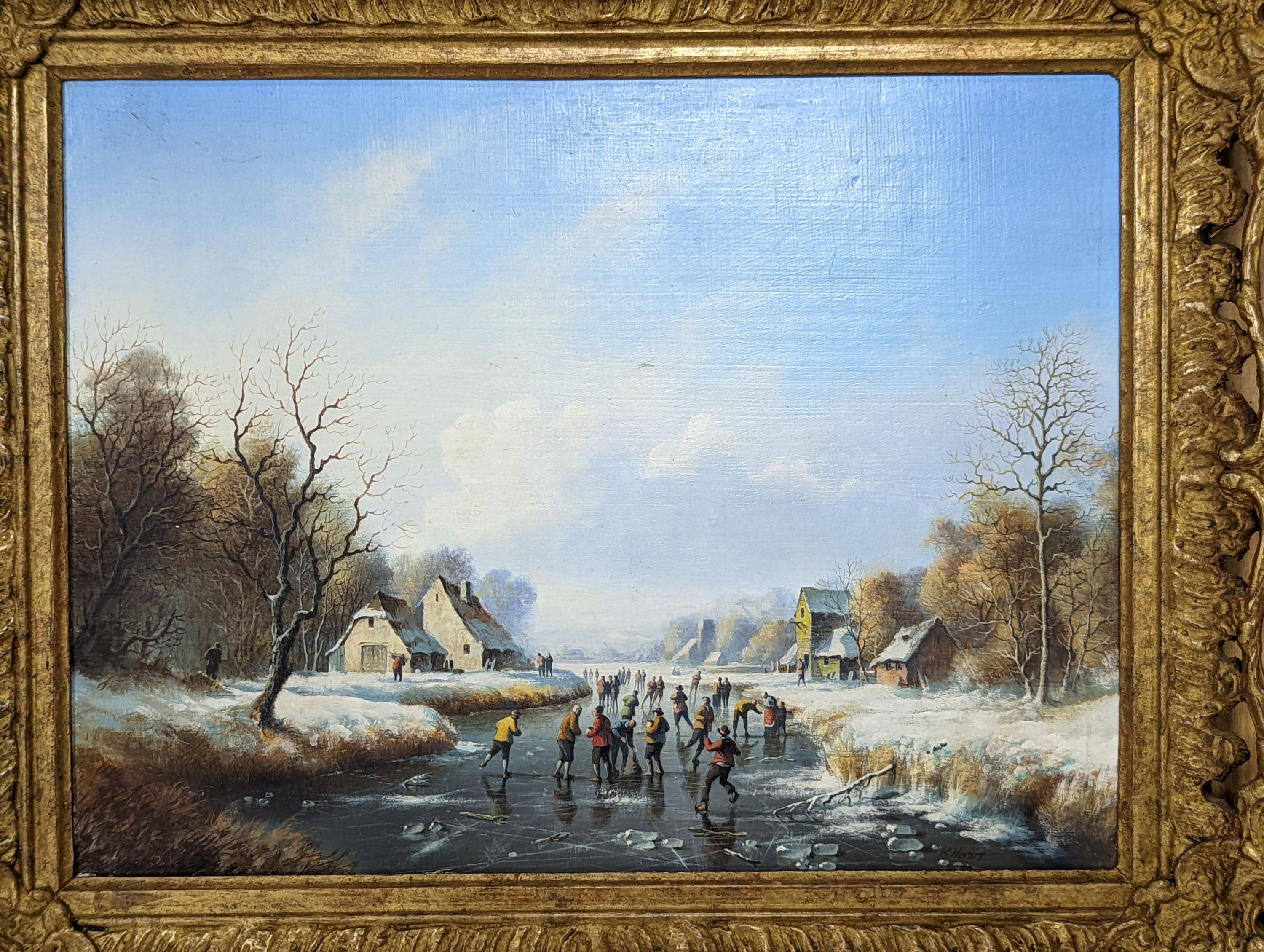 R.Hersey, four oils on wooden panels, 17th century Dutch scenes, signed, 23 x 29cm and 24 x 32cm